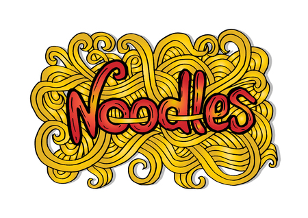 Doodle noodle lettering. Hand drawing.のイラスト素材