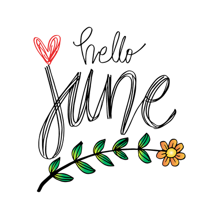 Hello June hand lettering print poster.のイラスト素材