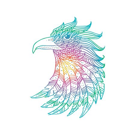 Head of eagle. Hand Drawn doodle vector illustration.のイラスト素材