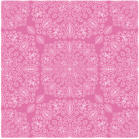 Mandala seamless pattern background with butterfly and floral ethnic ornament.