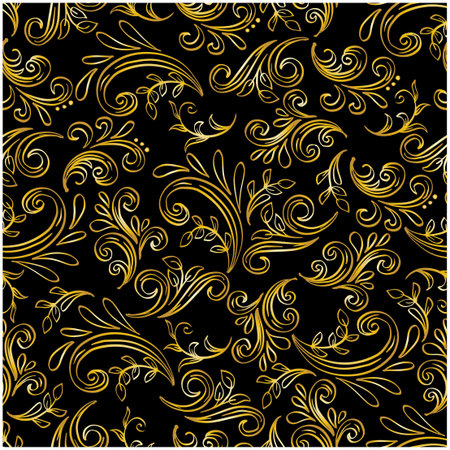 Seamless pattern abstract classic background with golden leaves.のイラスト素材