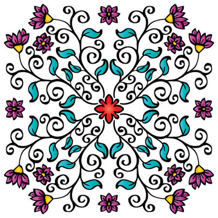 Mandala pattern vintage decorative elements. Hand drawn backgroundのイラスト素材