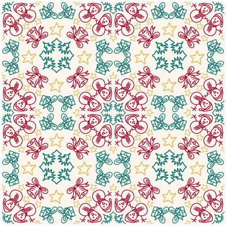Seamless pattern vintage Christmas elementsのイラスト素材