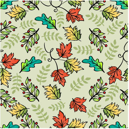 Hand Drawn Leaf Pattern Seamless. For web, print, home decoration, textile, wrapping paper, wall art, and many more.のイラスト素材