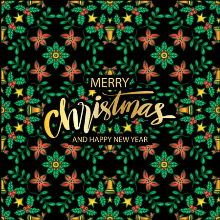 Christmas card with seamless pattern with  Christmas decoration.のイラスト素材