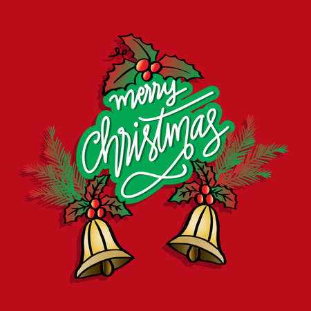 Merry Christmas card with bell.のイラスト素材