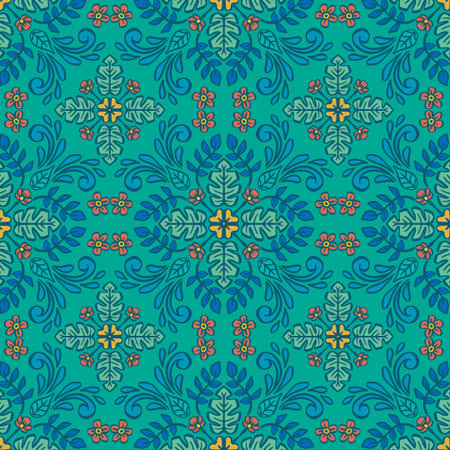 Mandala seamless pattern background with floral motif ornament.のイラスト素材