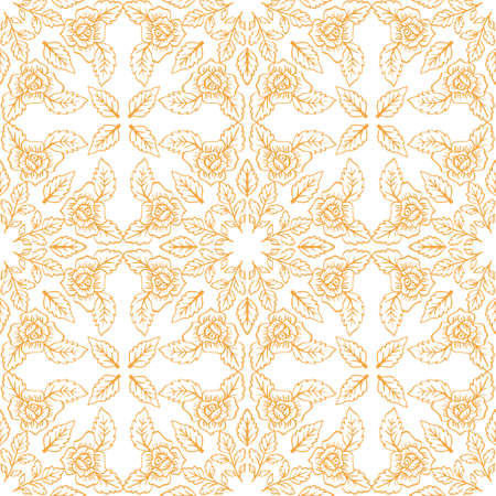 Seamless pattern floral circle mandala with rose flowersのイラスト素材