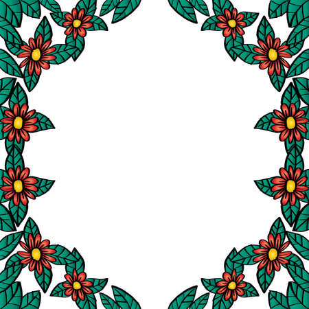 Floral frame with flowers background. Hand drawing illustration.のイラスト素材