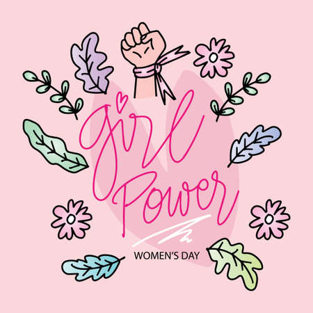 Girl power quote for women's day. Hand lettering.のイラスト素材