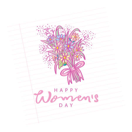Happy women's day card with Bouquet flowersのイラスト素材