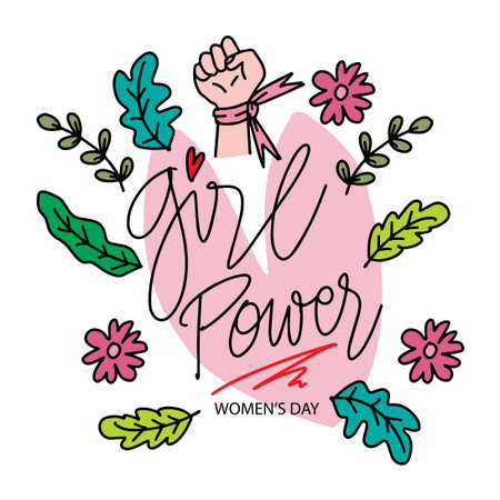Girl power quote for women's day. Hand lettering.