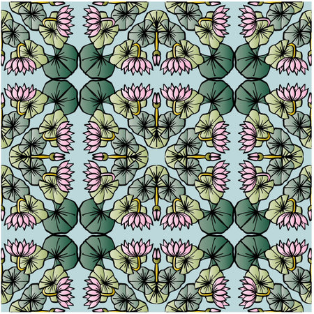 Seamless pattern of mandala with lotus flower.のイラスト素材