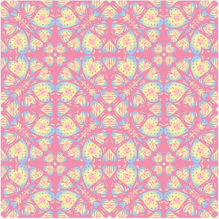 Seamless pattern mandala  decorative element with hearts