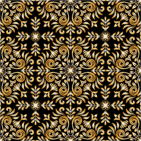 Gold mandala seamless pattern floral frameのイラスト素材