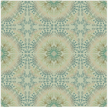 Floral mandala seamless pattern hand drawing illustration.