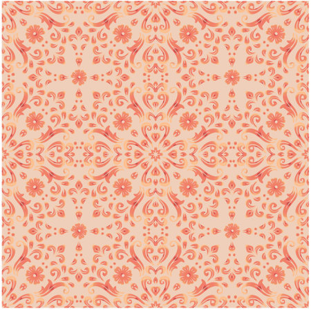 Floral mandala seamless pattern hand drawing illustration.