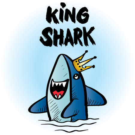Cartoon king shark for shirt designのイラスト素材