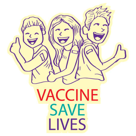 Cartoon Vaccination with text vaccine save livesのイラスト素材