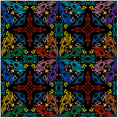 Mandala seamless pattern space elements