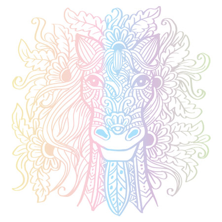Hand drawn   horse head illustrationのイラスト素材