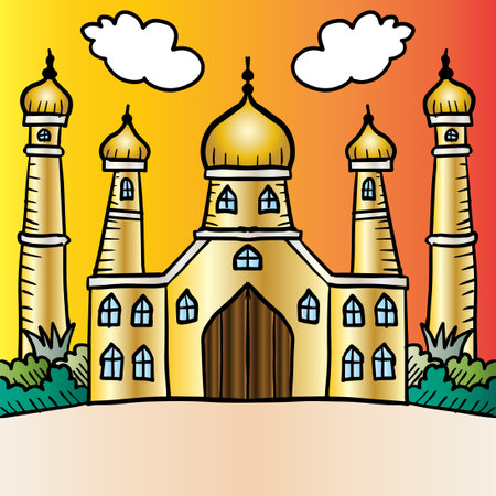Mosque hand drawing illustrationのイラスト素材