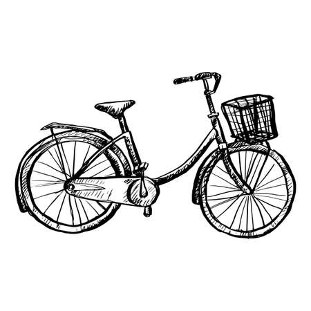 Bicycle basket hand drawing illustrationのイラスト素材