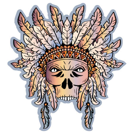 Indian skull. Indian skull, Doodle artのイラスト素材