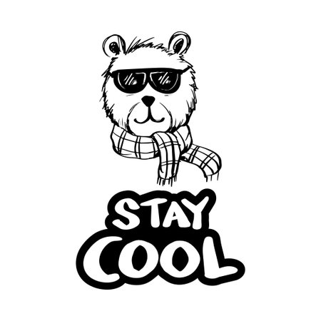 Stay cool text with bear. Poster quote.のイラスト素材