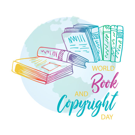 World book and copyright day poster concept. April 23のイラスト素材