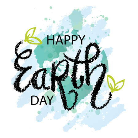 Happy Earth Day Hand Lettering. April 22のイラスト素材