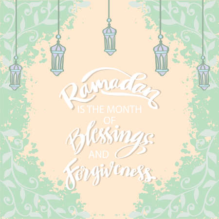 Ramadan is the month of blessings and forgiveness. Ramadan quotes.のイラスト素材