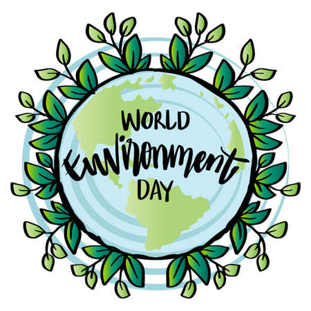 World environment day. Hand lettering. Poster concept.のイラスト素材