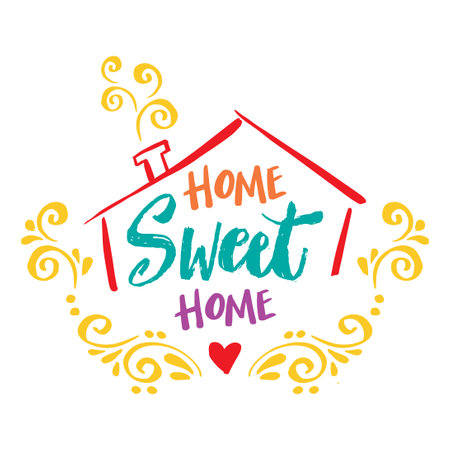 Home sweet home lettering. Slogan concept.のイラスト素材