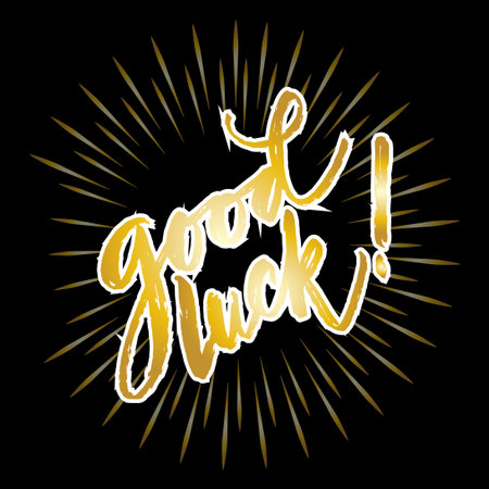 Good luck lettering with sunburst.のイラスト素材