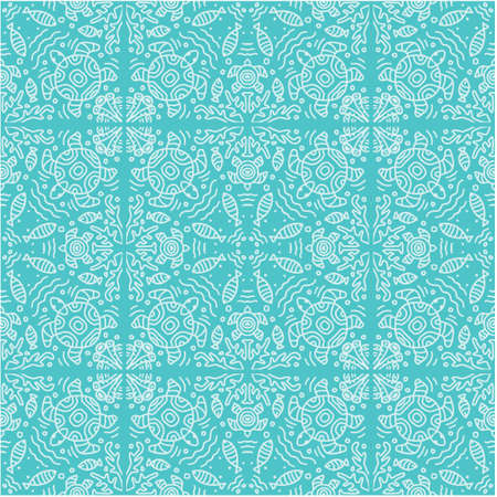 Turtle ethnic ornament decorative seamless patternのイラスト素材