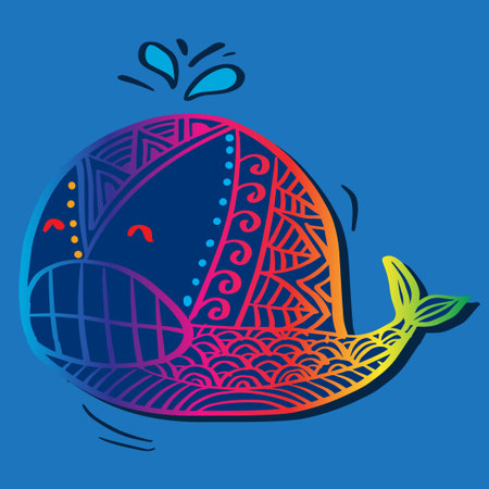 Hand drawn whale illustrationのイラスト素材