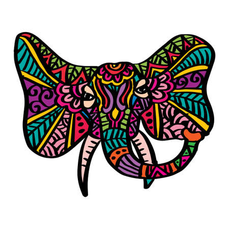 Hand drawn  elephant head  illustration.のイラスト素材