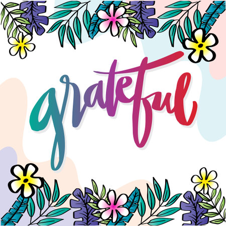 Grateful hand lettering card slogan conceptのイラスト素材