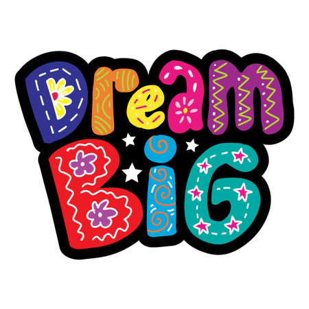 Dream big word  hand lettering decorative.  Poster quote for kids.のイラスト素材
