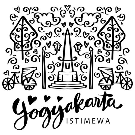 Doodle Of Yogyakarta City Of Indonesiaのイラスト素材