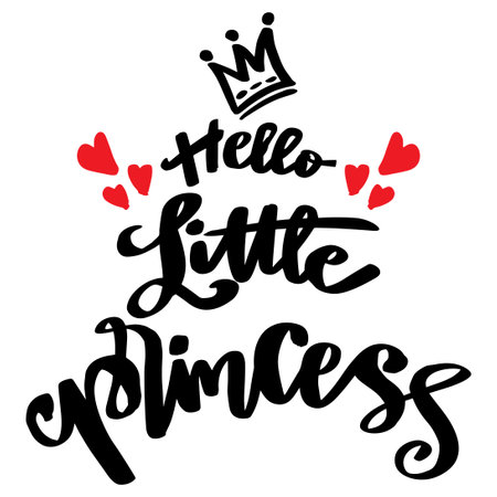 Hello little princess hand lettering. Poster quotes.のイラスト素材