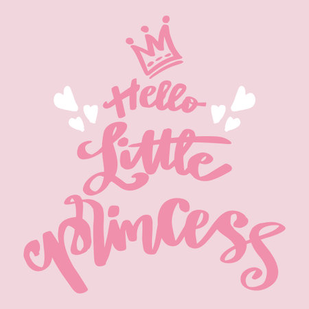 Hello little princess hand lettering. Poster quotes.のイラスト素材