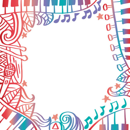 Doodle drawing music frame backgroundのイラスト素材