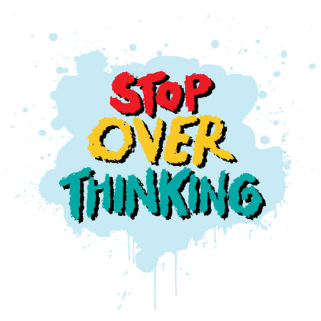 Stop overthinking hand lettering. Poster quote.のイラスト素材