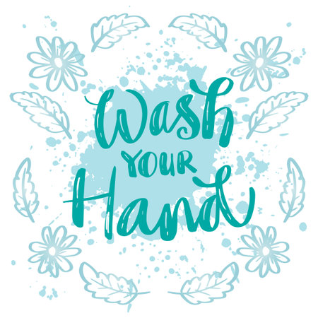 Wash your hand lettering. Poster quote.のイラスト素材