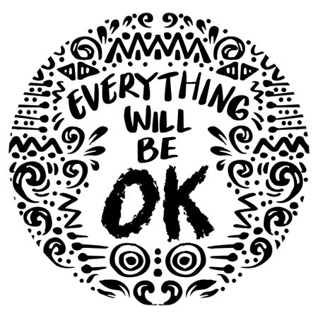 Everything will be ok hand lettering. Poster quotes.のイラスト素材