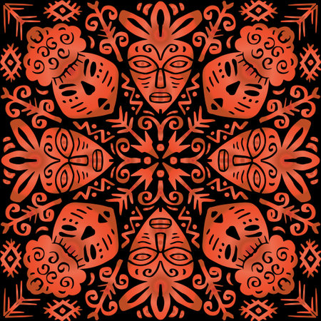 Ethnic seamless pattern. Tribal style African mask.のイラスト素材