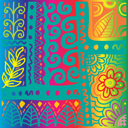 Doodle abstract floral ornament  patternのイラスト素材