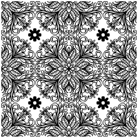 Hand drawn vintage floral pattern backgroundのイラスト素材